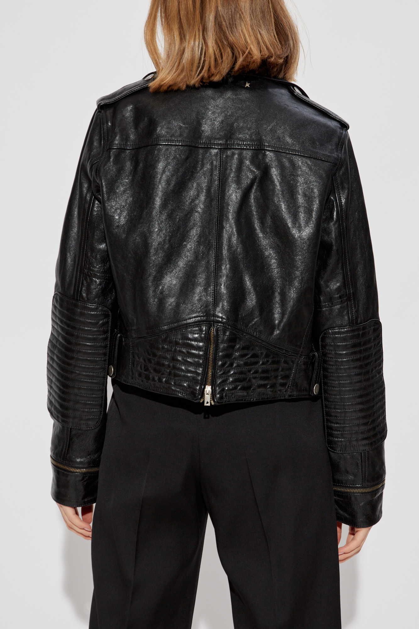 Black Leather biker jacket Golden Goose - Vitkac Canada